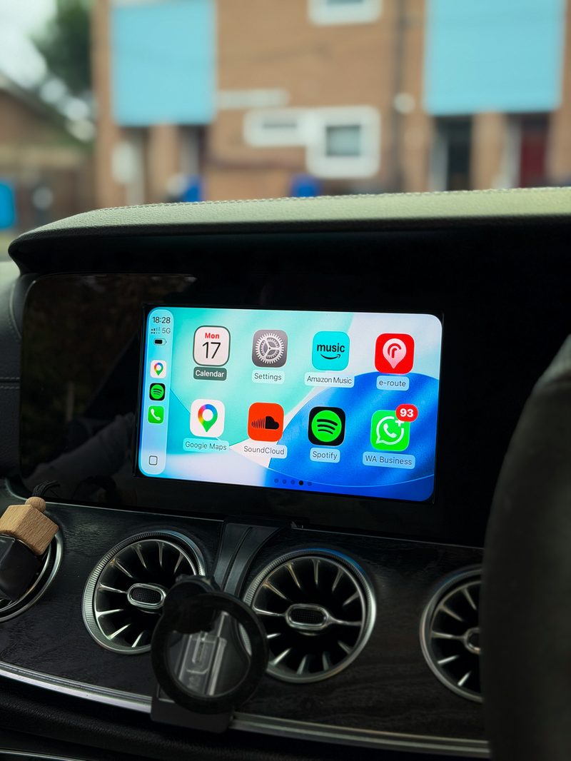 Wireless Apple CarPlay home screen running through the MMI box on a Mercedes NTG5 screen