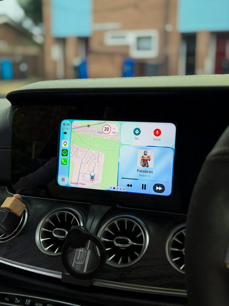 Wireless Apple CarPlay navigation and music running through the MMI box on a Mercedes NTG5 screen