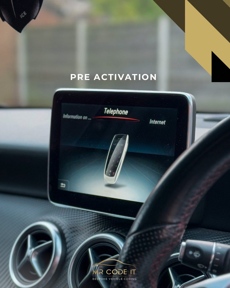Before — NTG5.1 menu with no Apple CarPlay option, Mercedes NTG5.1 CarPlay & Android Auto Activation