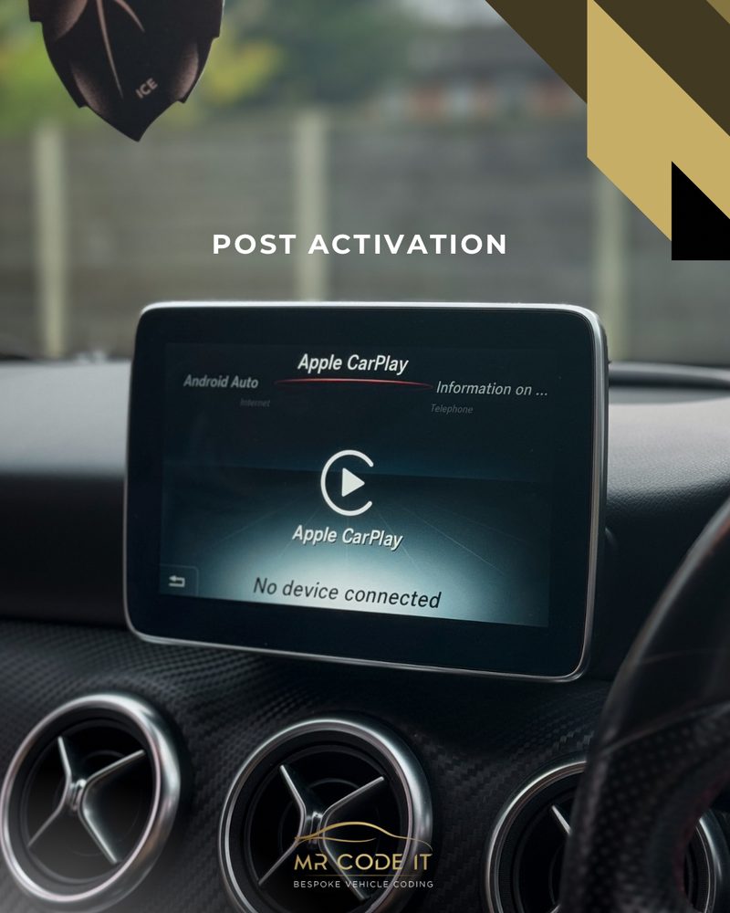 After — NTG5.1 menu now showing Apple CarPlay and Android Auto tiles, Mercedes NTG5.1 CarPlay & Android Auto Activation