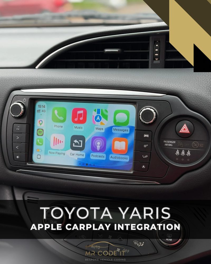 Apple CarPlay home screen running through the wireless box on a Toyota Yaris