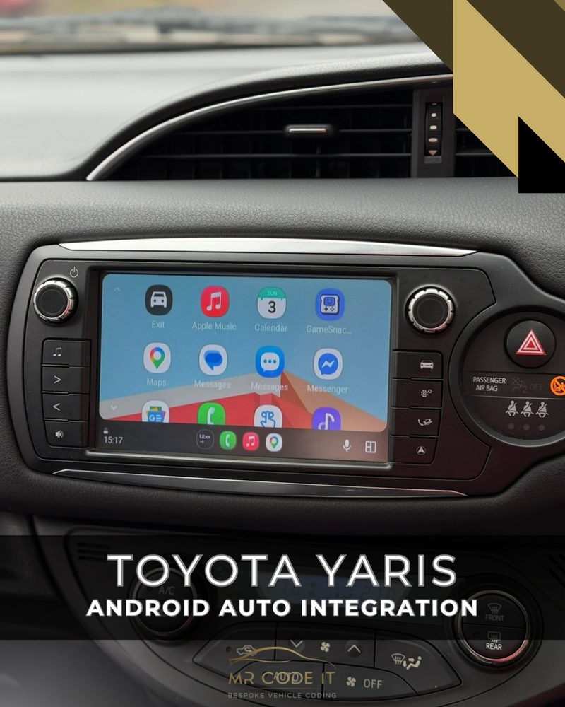 Android Auto home screen running through the wireless box on a Toyota Yaris